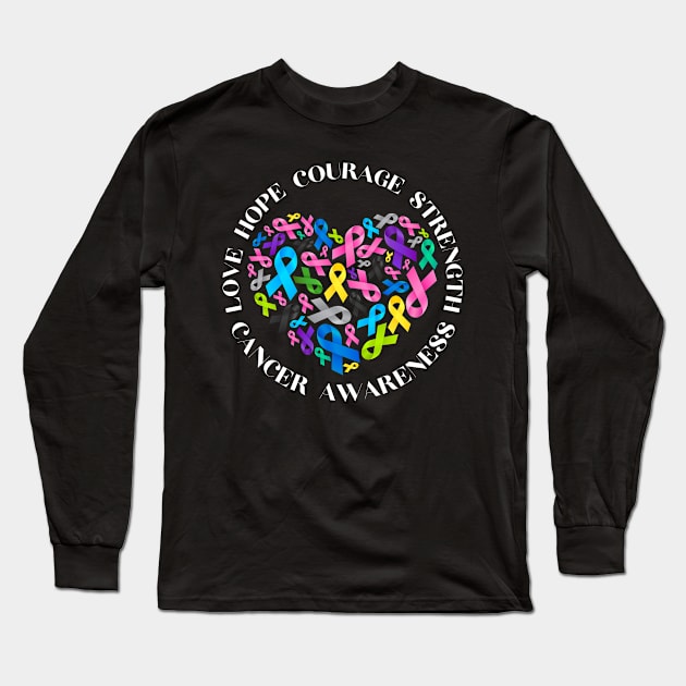 All Cancer Matters Awareness Fight All Cancer Ribbon Support Long Sleeve T-Shirt by IYearDesign
